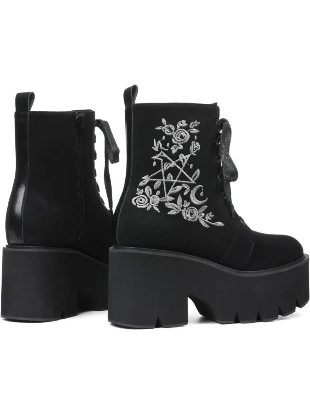 Gothic Platform Ankle Boots for Women - Rave Combat Booties, Edgy Style